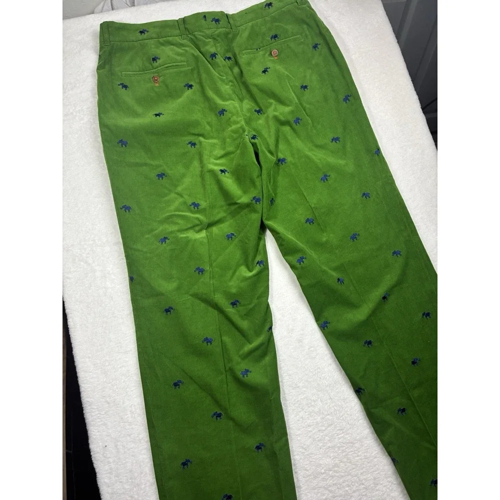 Lilly Pulitzer Via Palm Beach Corduroy Green Pant Men's Size 36 Elephants